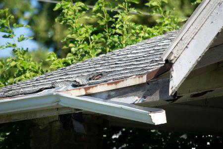 broken gutter due to a storm