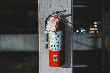 fire extinguisher on a wall