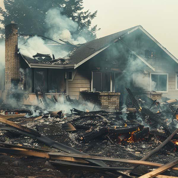 House destroyed by a fire