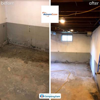 Basement before and after cleaning water