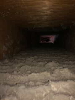 Dirty mold in duct before cleaning