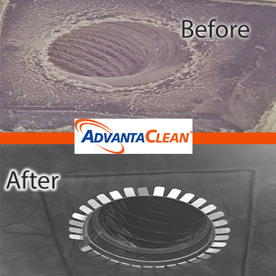 Air duct before and after cleaning