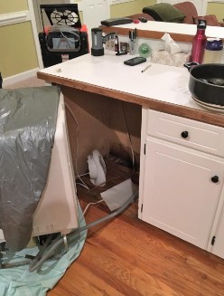 Water damage to kitchen cabinets