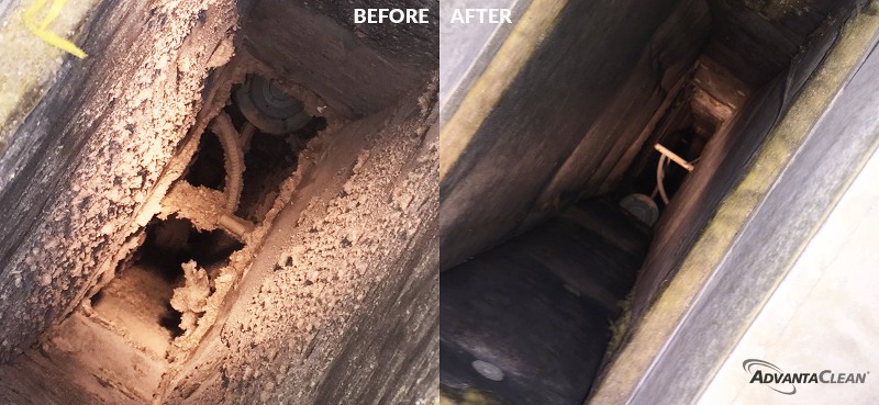 Air ducts before and after cleaning