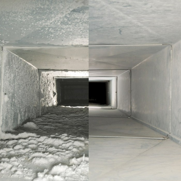 Ducts before and after cleaning